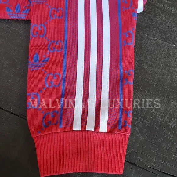 GUCCI PANTS RED GG LOGO TREFOIL JACQUARD JERSEY LEGGINGS sz L LARGE